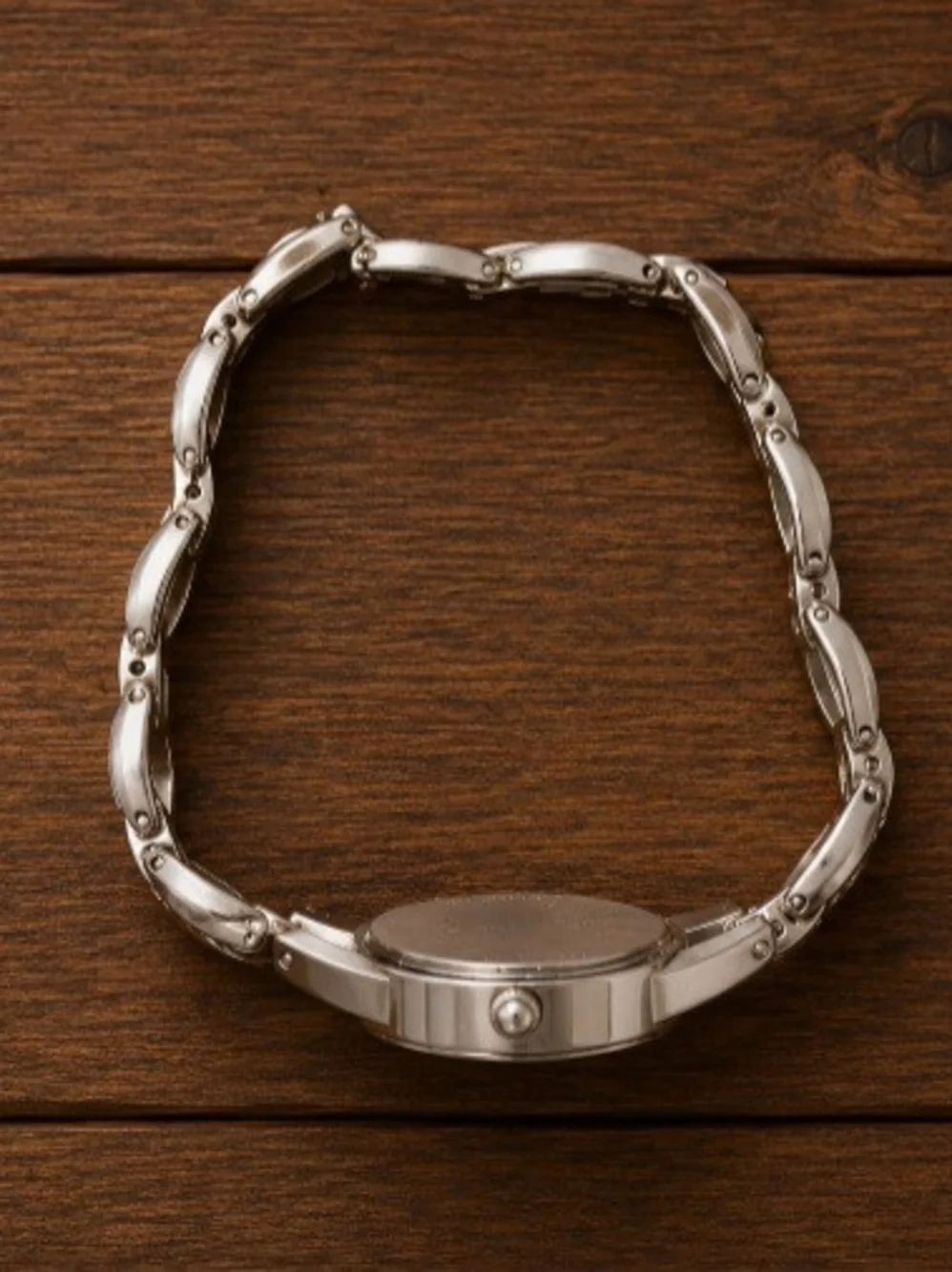 Silver Tone Rhinestone Oval Link Bracelet Watch